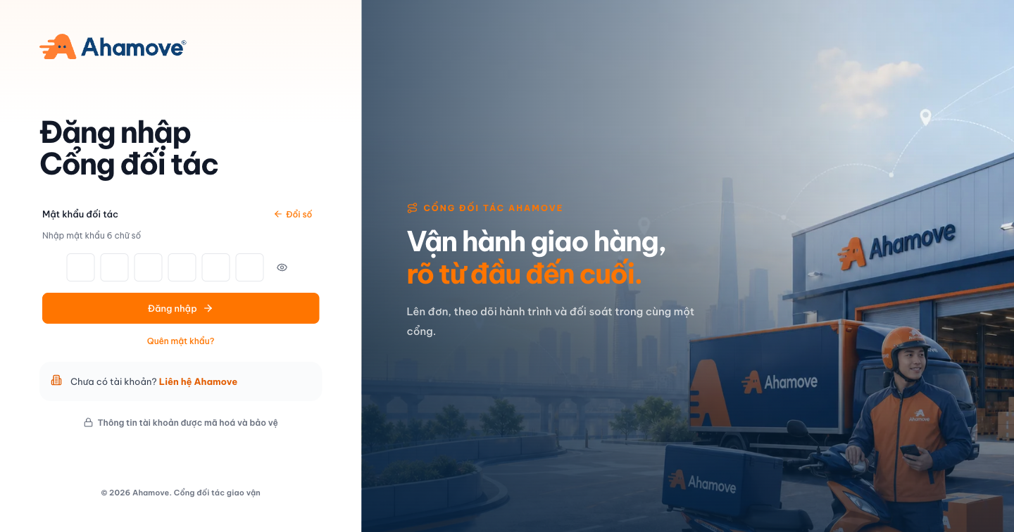 Bước nhập mật khẩu đối tác 6 chữ số