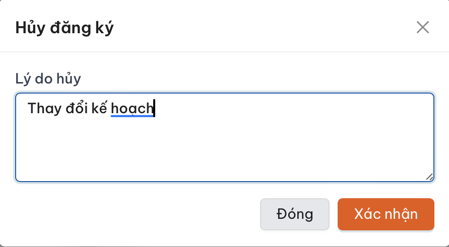 Popup Huỷ đăng ký dock