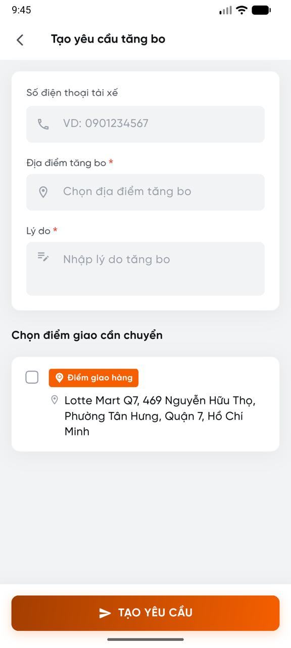 Create multi-leg delivery request form