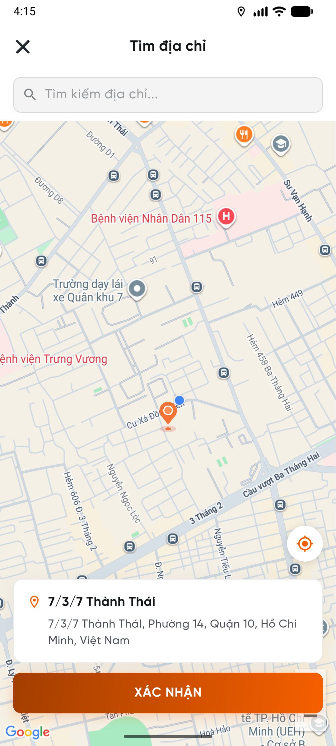 Location selection map