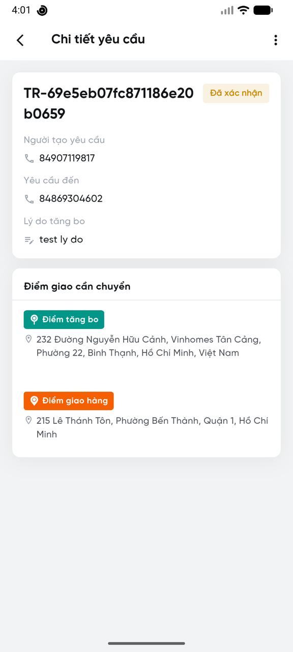 Multi-leg delivery request details